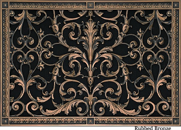 Decorative vent cover in Louis XIV style 16x24 in Rubbed Bronze finish