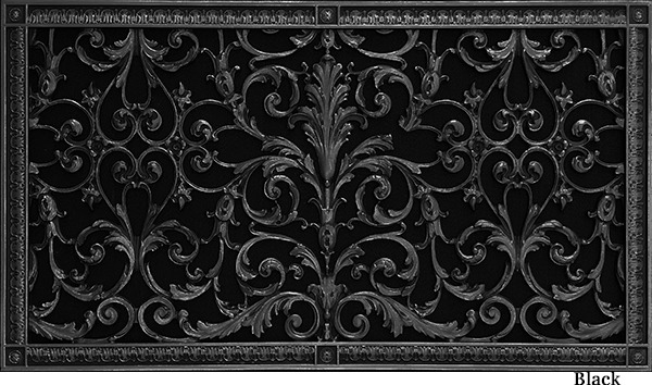 Decorative vent cover in Louis XIV style 16x30 in Black finish