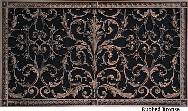 Decorative vent cover in Louis XIV style 16x30 in Rubbed Bronze
