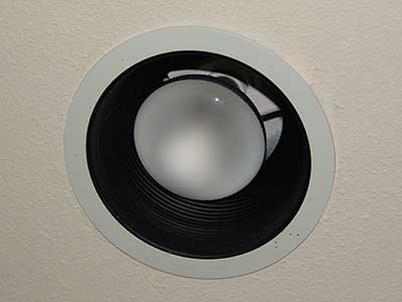 6" recessed light with a black baffle