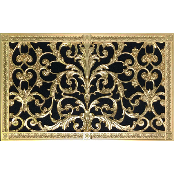 Vent cover in Louis XIV style 16" x 24" in Bright Gold finish