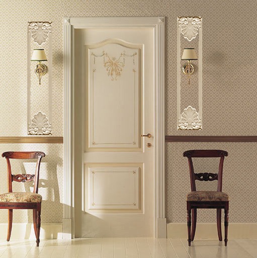 Empire Narrow Panels with Sconces on either side of a door