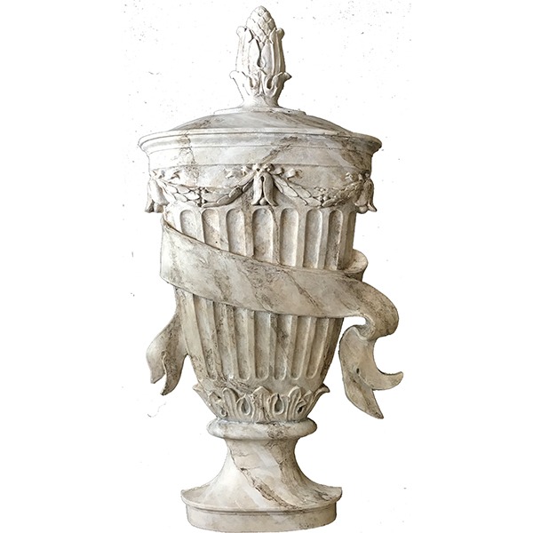 Large Wall Decor plaster urn in faux marble finish