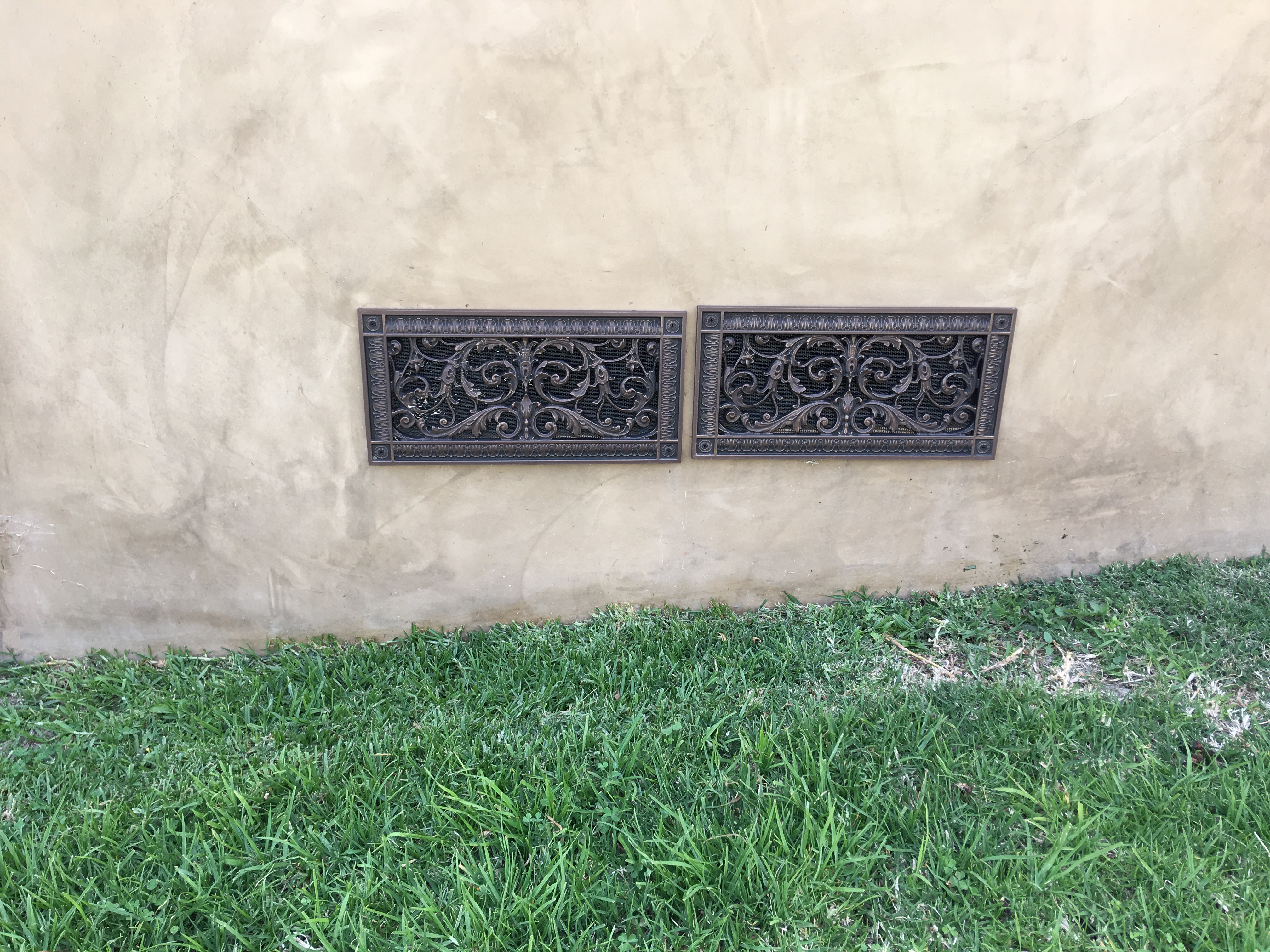 Louis XIV decorative foundation vent cover in dark bronze