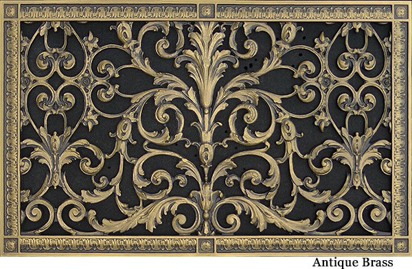 Louis XIV decorative grille 14" x 24" in Antique Brass