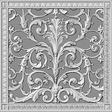 Cad drawing of Louis XIV style decorative grille 16x16