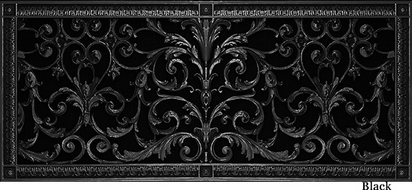 Decorative Vent cover in Louis XIV style 12x30 in Black