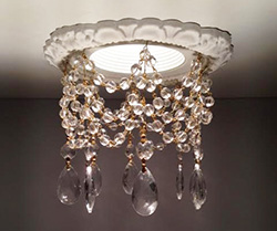 Recessed Light Trim with 3 strands of clear crystals and 1-1/2" Tear drop crystals