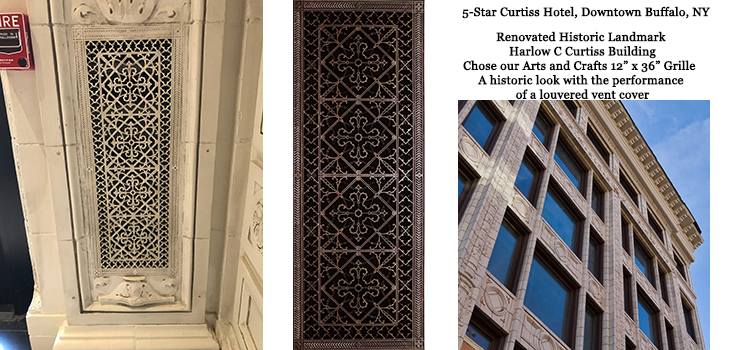5-Star Curtiss Hotel historic renovation uses Arts and Crafts Style Grille 12 x 36