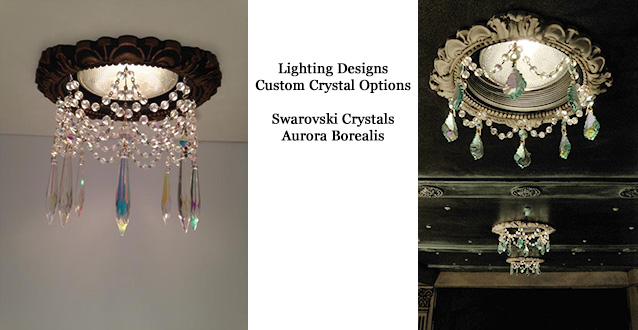Recessed Light Trims embellished with crystals have lots of options for the style of the crystals, colors and finishes.