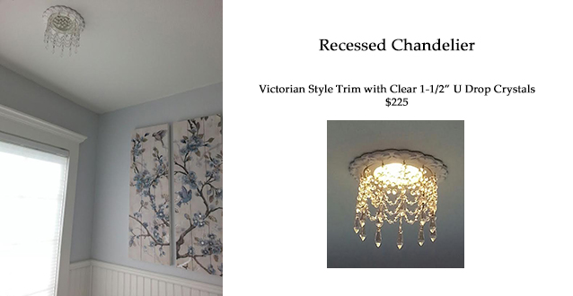 Recessed Light Trim embellished with 3 strands of clear crystals