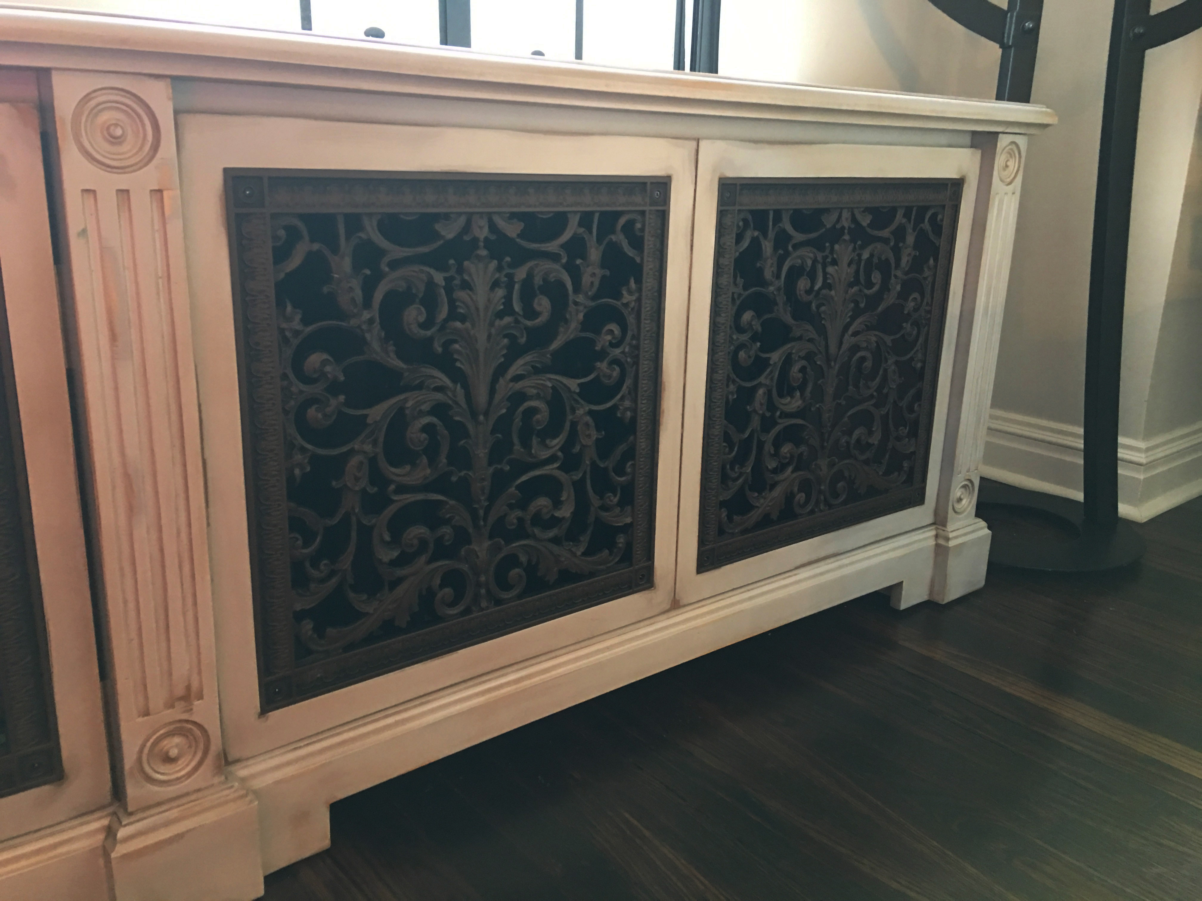 radiator cabinet with Louis XIV Style Decorative Grilles.