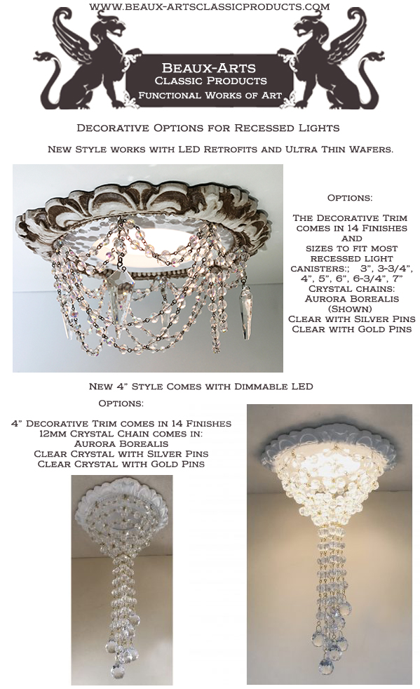 Decorative recessed light options 2 new styles with crystal embellishments