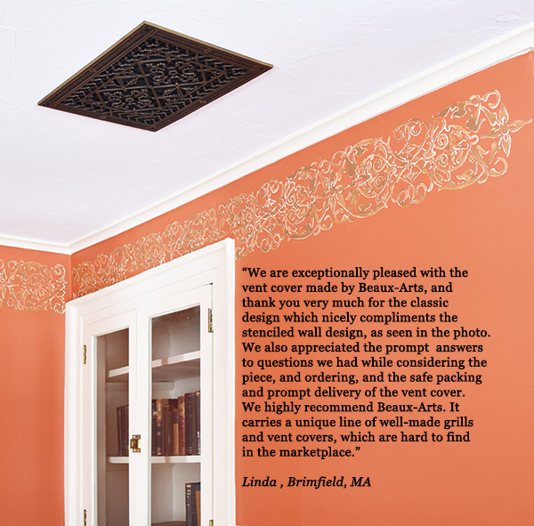 Customer image of Arts and Crafts Style ceiling grille and a testimonial