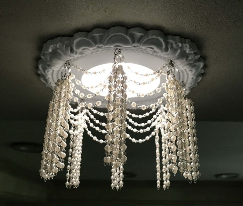 4" LED Recessed Chandelier with pearl swags and tassels