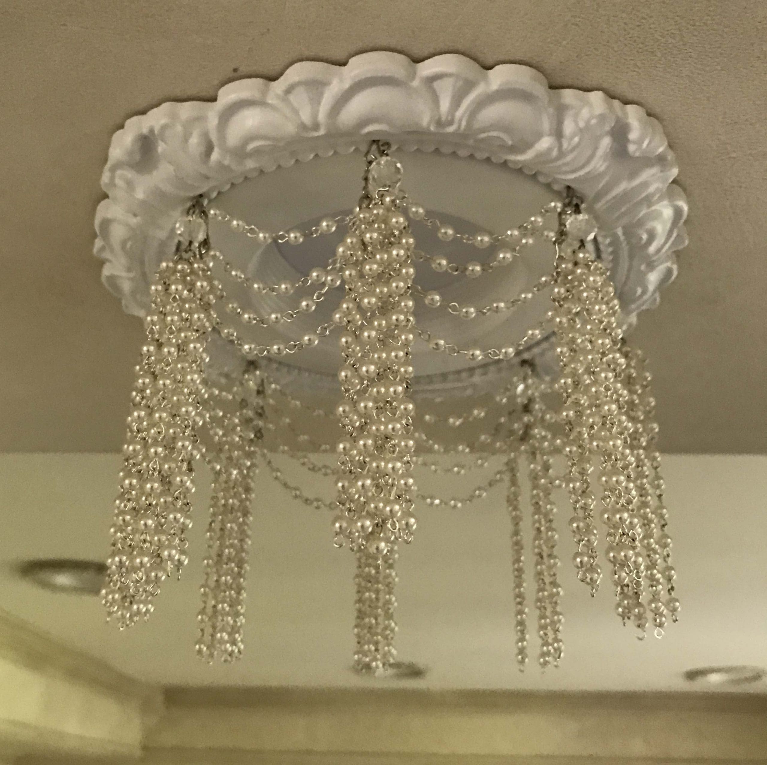 4" LED Recessed Chandelier with Pearl Tassels and Swags