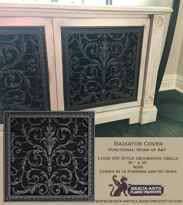 Functional Work of Art Radiator Cover with Louis XIV style decorative grilles