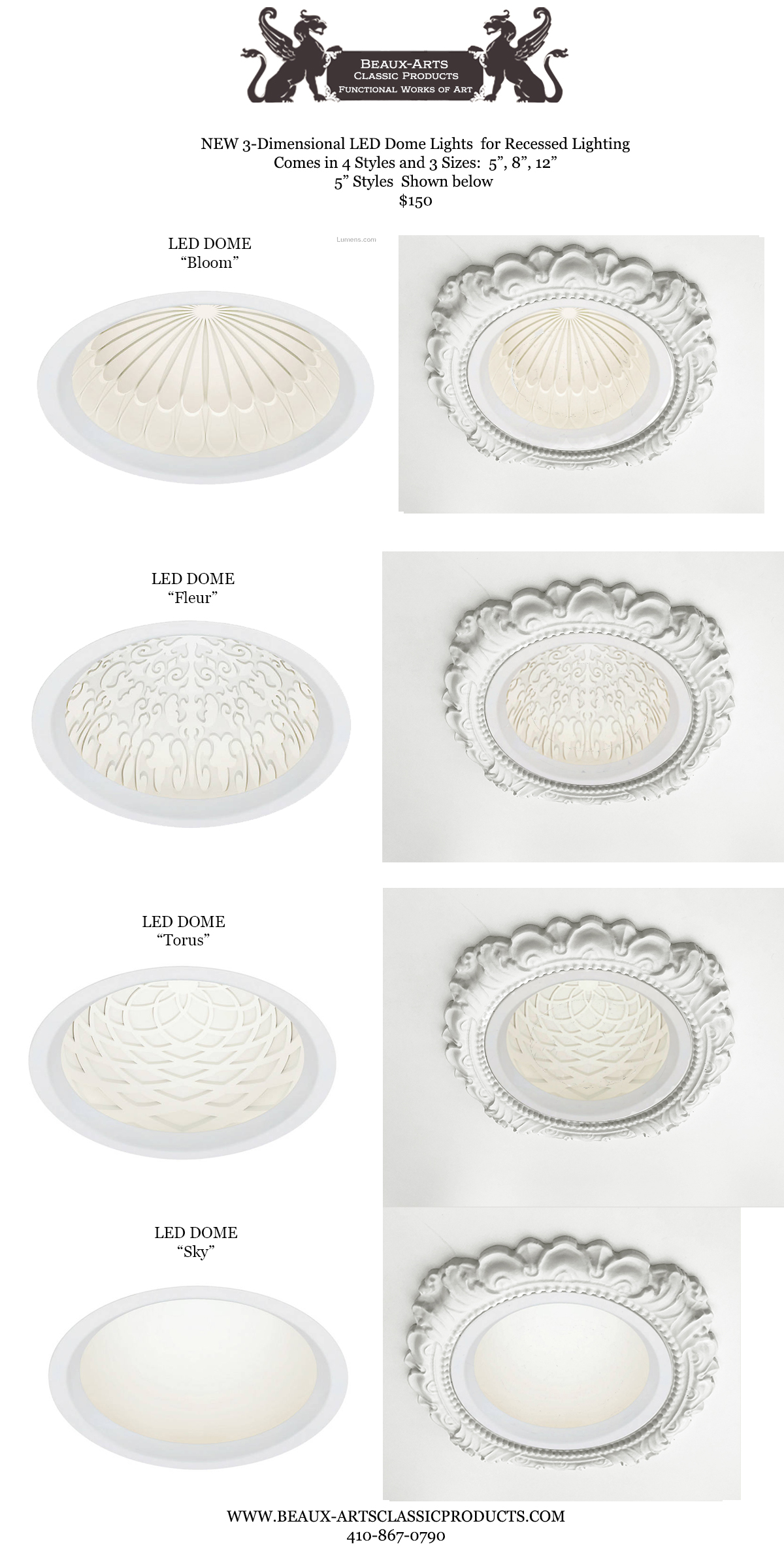 New Product LED Dome Lights with decorative classic Victorian trim