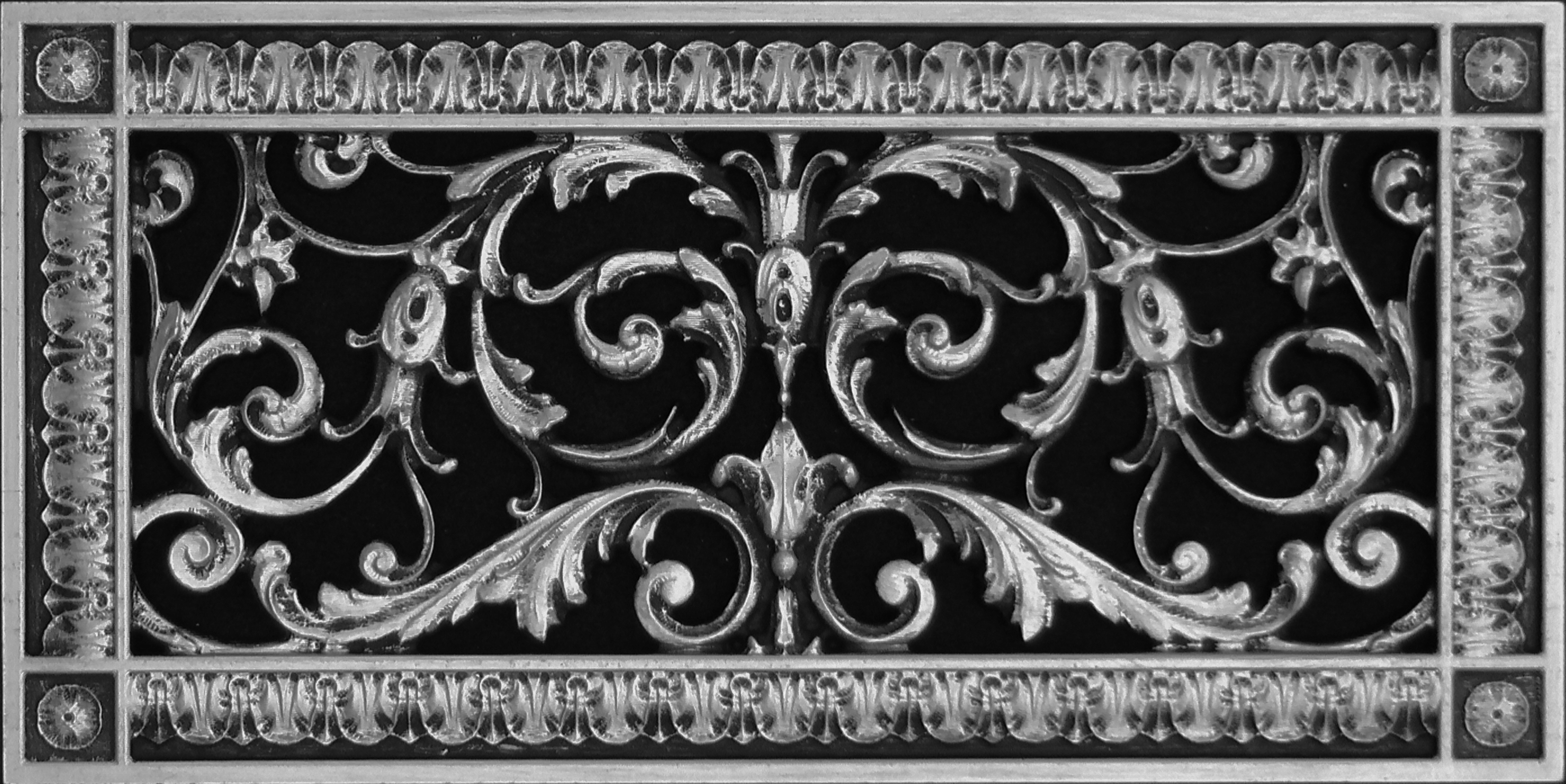 6" x 14" Louis XIV style decorative grille in a Pewter Finish