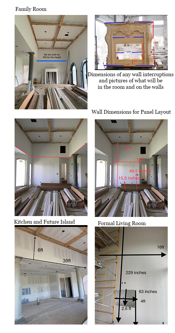 room dimensions noting intrusions for Louisiana home.