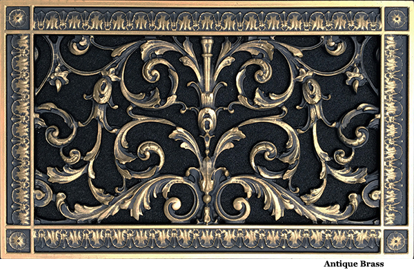 Louis XIV style vent cover 8" x 14" in Antique Brass Finish.