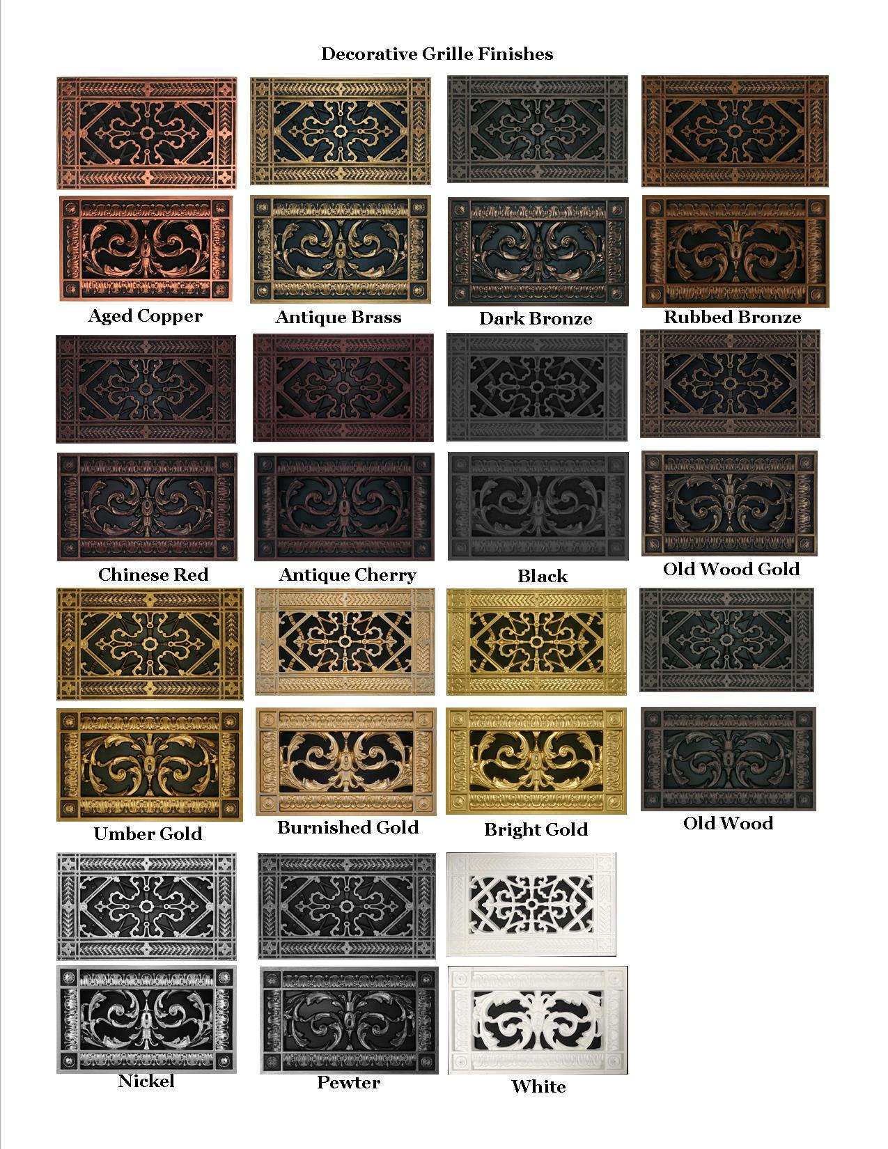 Decorative Grille Finishes.