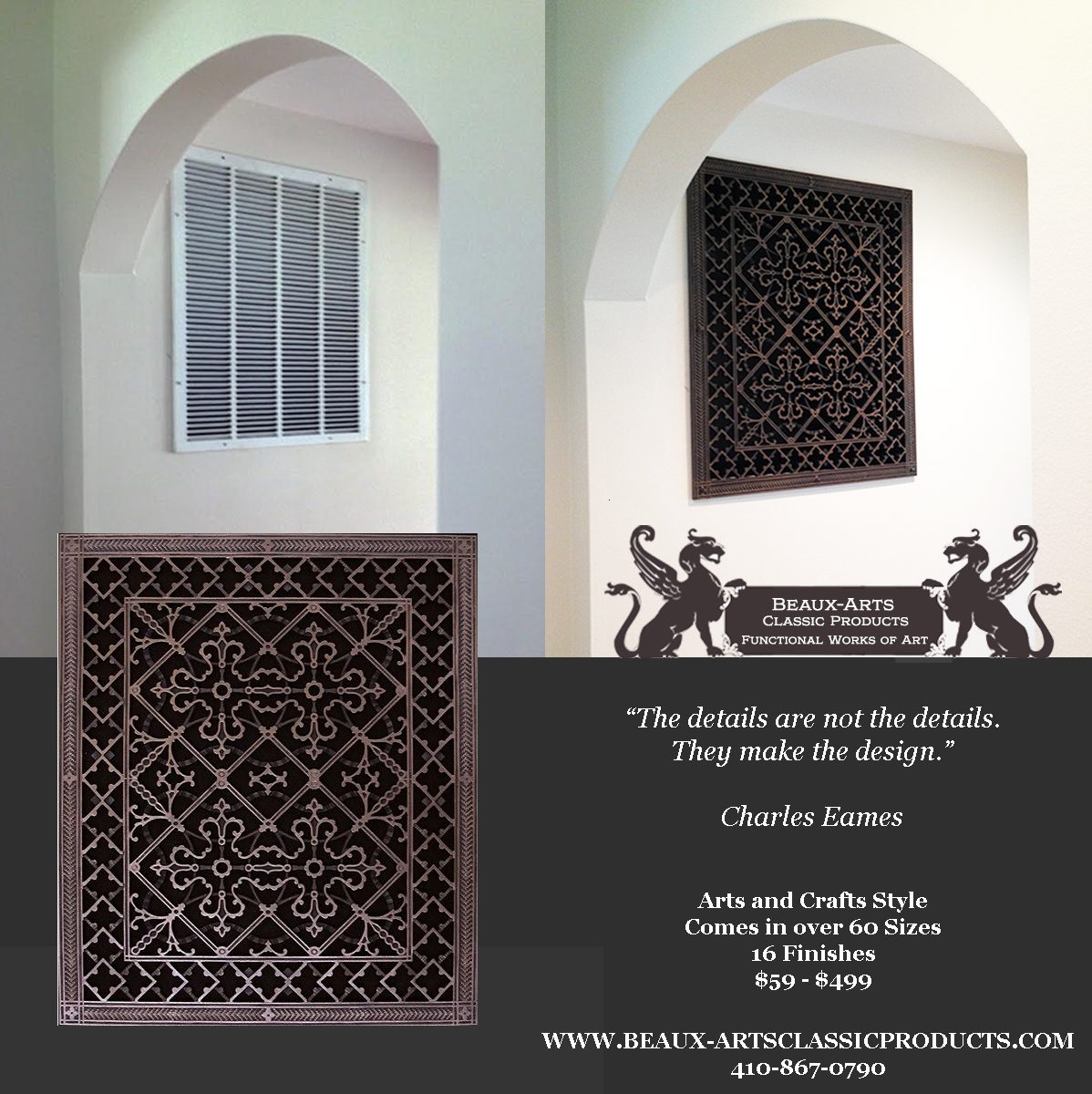 Customer Before and After pictures of Arts and Crafts Decorative Vent Cover