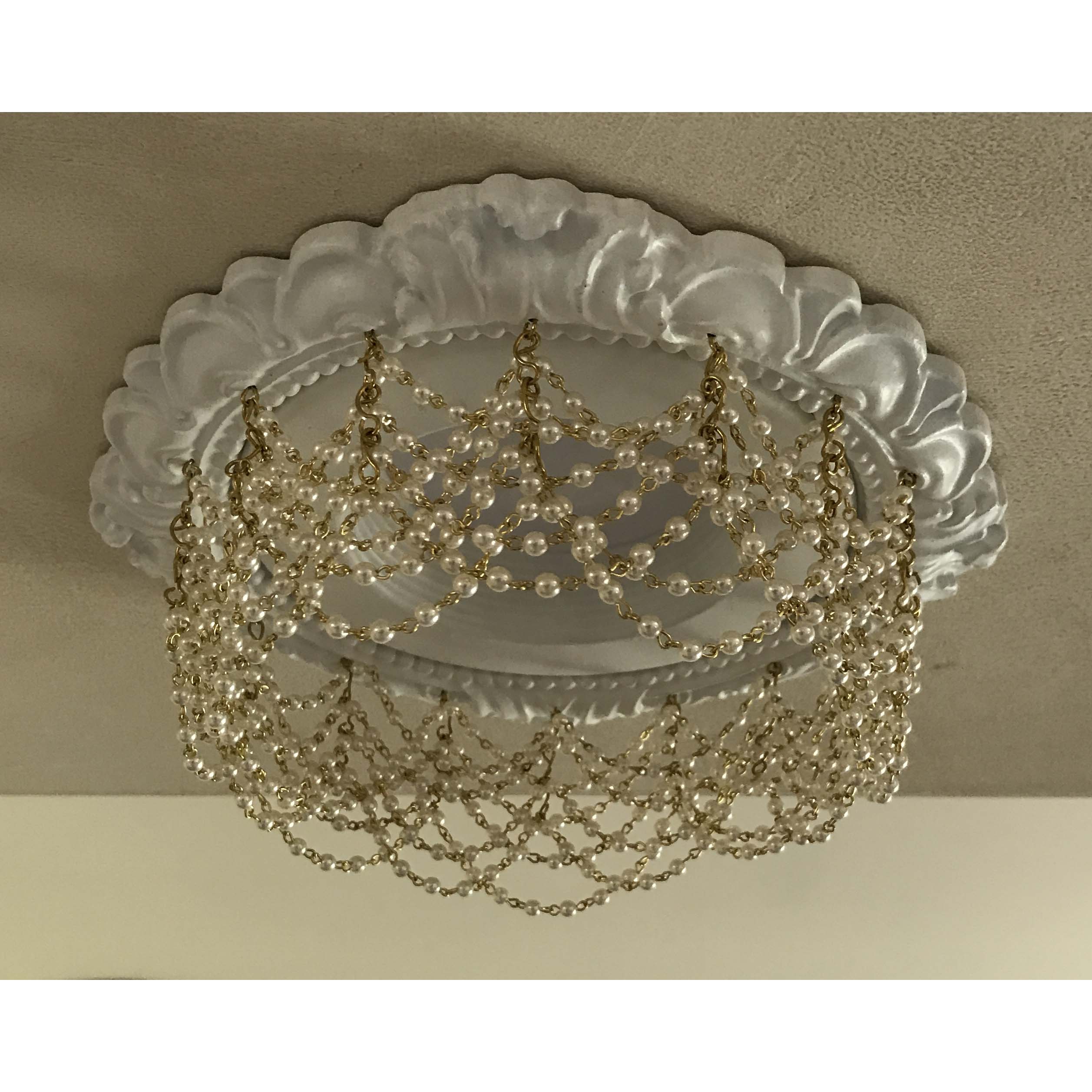 4-in-recessed chandelier with double pearl swags