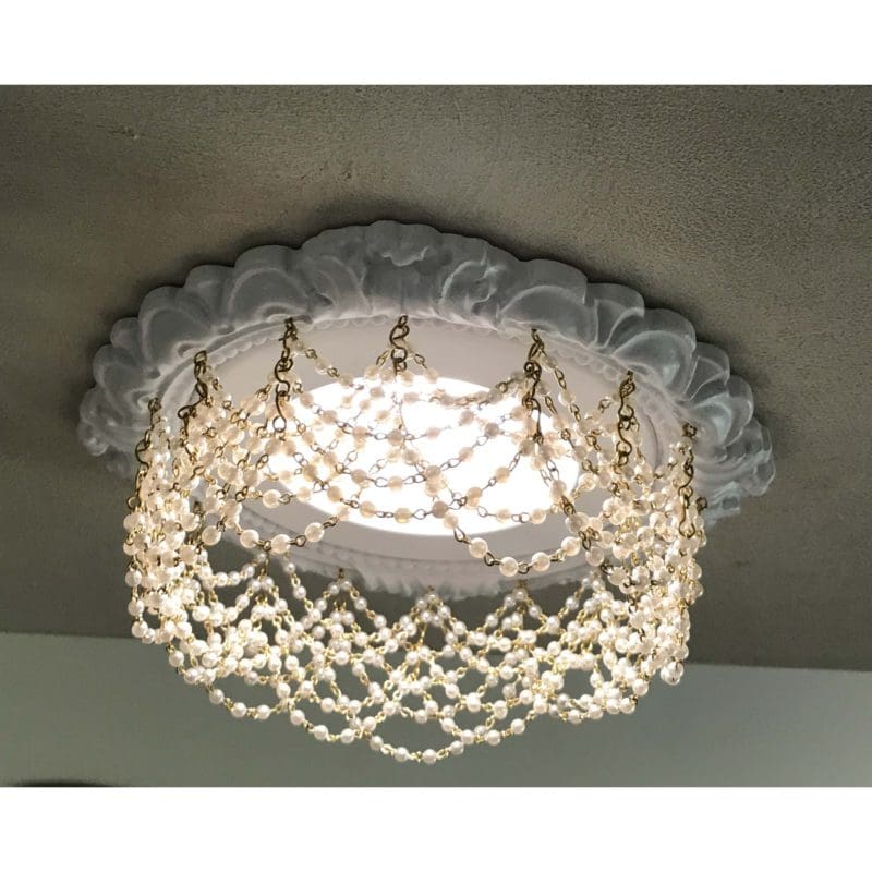 4-in-recessed chandelier with double pearl swags