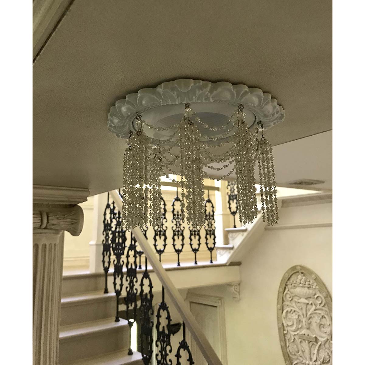 Recesssed Chandelier with Pearl Swags and Tassels