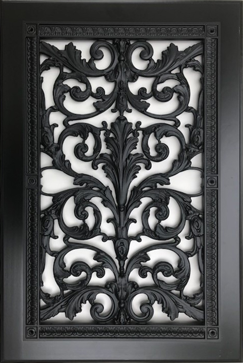 Louis XIV 24" x 14" Cabinet Door Grille in Black Finish