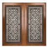 Arts and Crafts style cabinet doors in Walnut with Rubbed Bronze grilles