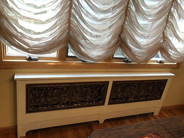 Custom Designed Radiator Cover with 2 10" x 30" Louis XIV Style Grilles