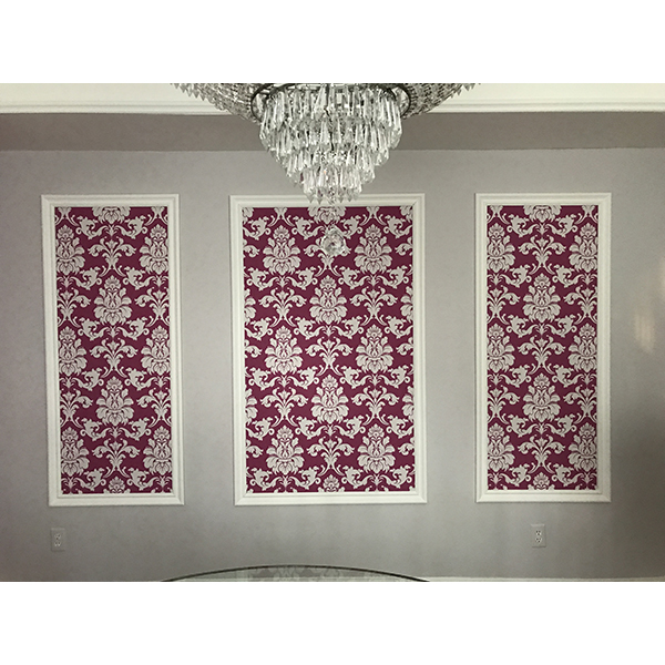 Repositionable Wallpaper Damask in Raspberry Wall Panels