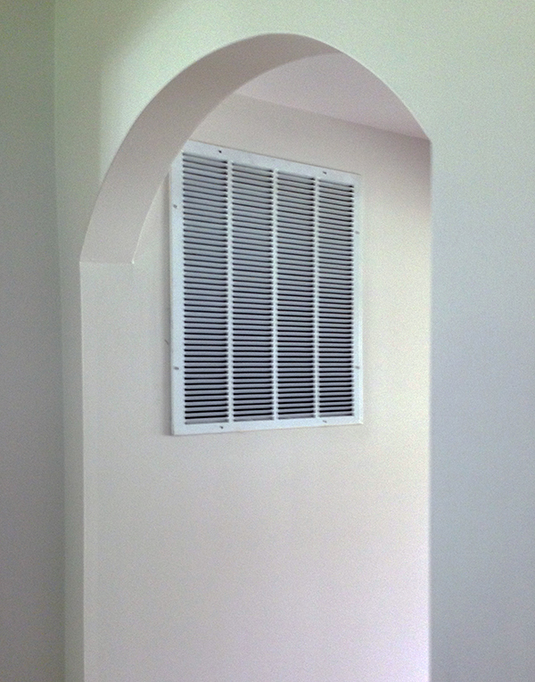 white louvered return air grille