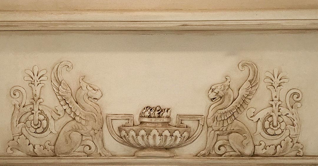 Pair of Griffins and Oil Lamp Center