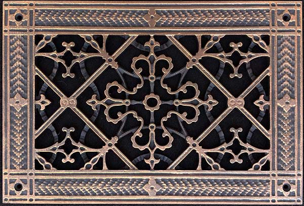 Decorative vent cover in Arts and Crafts Style 6" x 10"