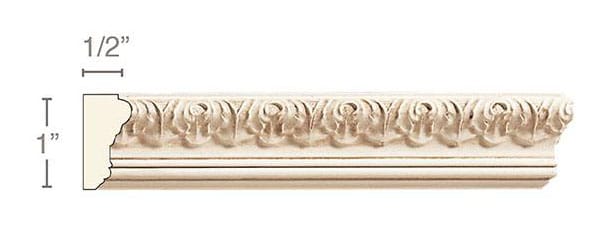 Small Acanthus Panel Moulding 1"W x 1-1/5".