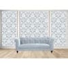 Repositionable Wallpaper Damask in French Blue and White shown on wall panels
