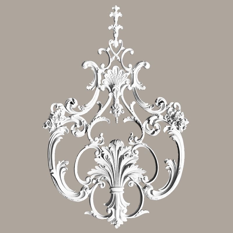 Wall Ornamentation Onlay with Acanthus leaves, florers and bells