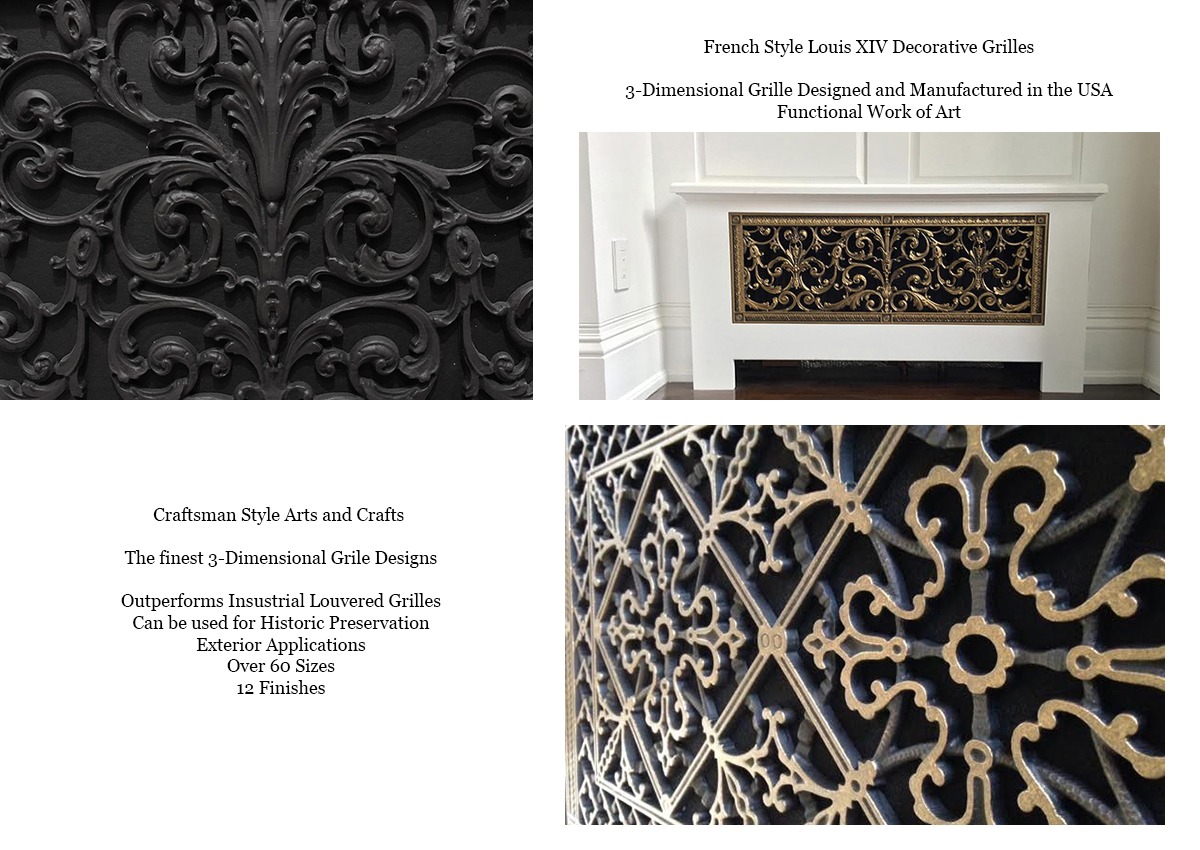 Louis XIV and Arts and Crafts Decorative Grille design details