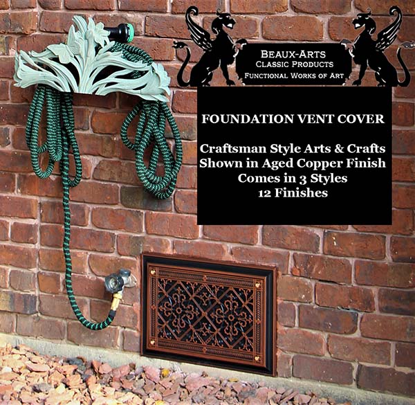 Foundation Vent Cover Craftsman Style Arts & Crafts in Aged Copper Finish