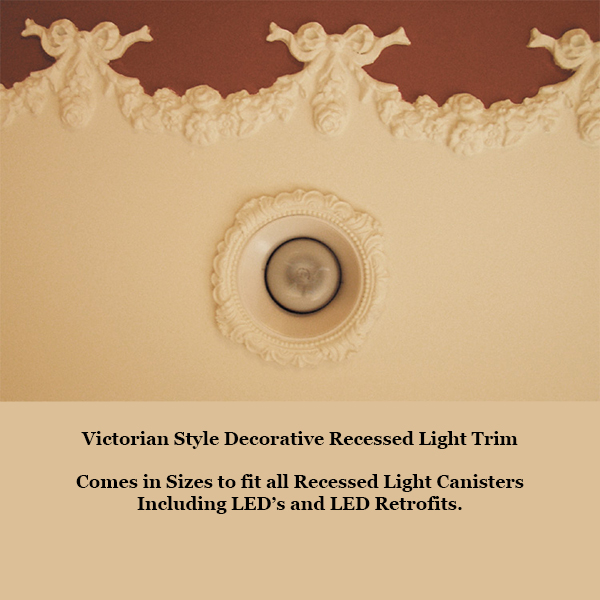 Decorative recessed light trim in Victorian Style.