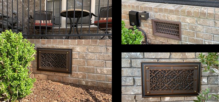 Customer before and after of foundation vent cover in Craftsman Style Arts and Crafts