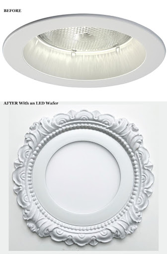 Recessed lighting before and after with our Victorian Style Recessed Light Trim