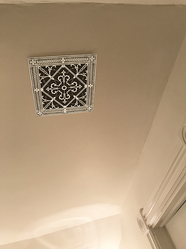 Bathroom Exhaust Fan with Craftsman Style Arts and Crafts 8" x 8" decorative grille in Nickel Finish