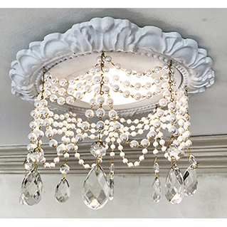 Recessed Chandelieer with 4 strands of ivory pearls, pearl swags and 1-1/2