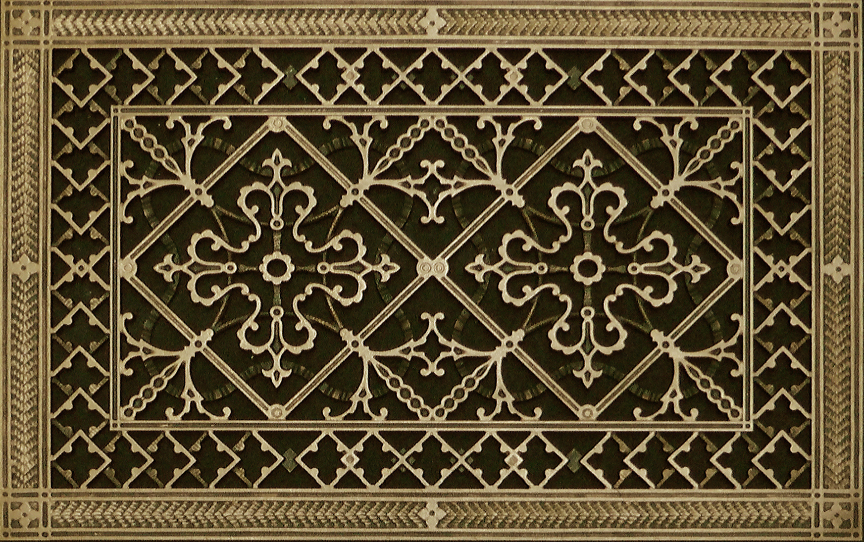 Decorative Grille Craftsman Style Arts and Crafts 12" x 20" in Antique brass finish