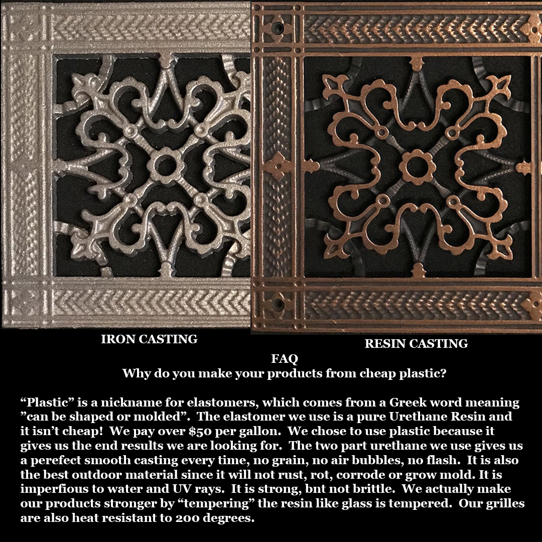 Historic reproduction grilles Craftsman style in iron or resin