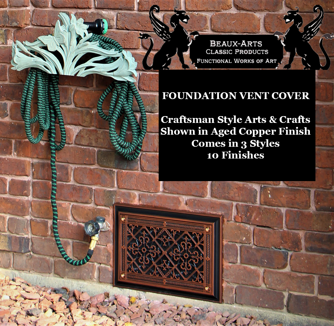 Foundation Vent Cover Customer Image of Craftsman Style Arts and Crafts in Aged Copper Finish.